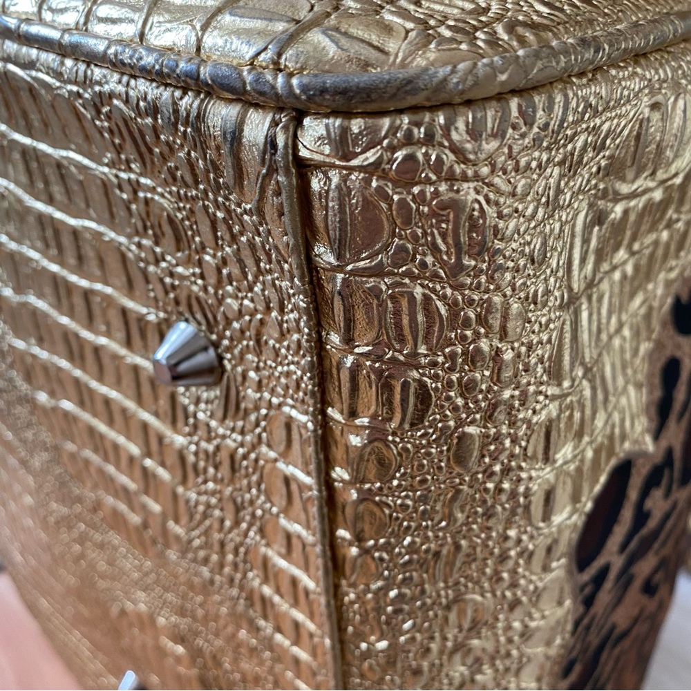 Leopard Gold Croc Embossed Large Carry Bag - Picture 13 of 13